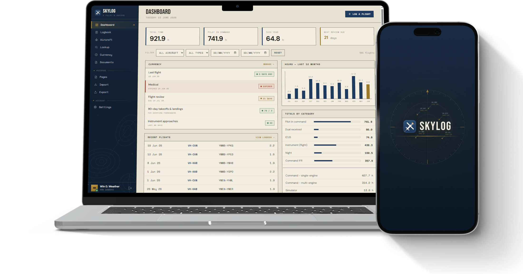 Skylog on a MacBook and an iPhone